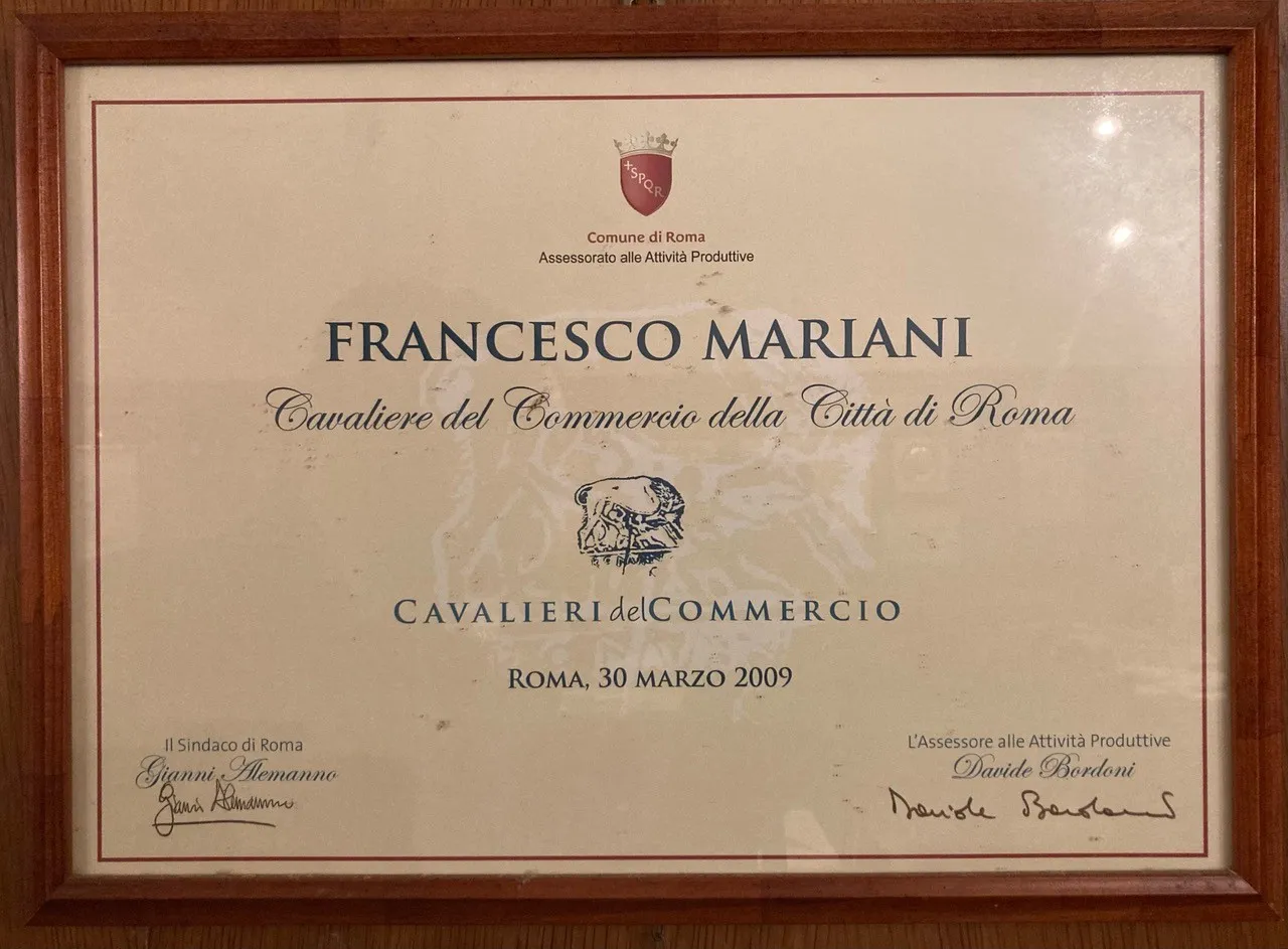 2009 Premio Cavaliere del commercio citta di Roma 